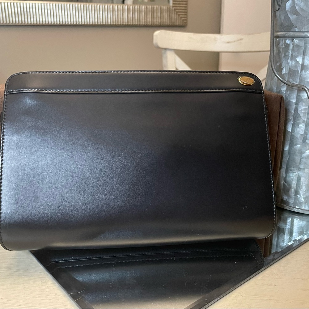 UNISEX - Dunhill black smooth leather clutch and wristlet